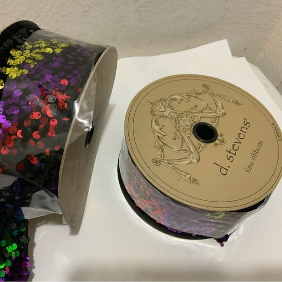 New 2 rolls D. Stevens Sequined Ribbon, 2.5"W x 10 Yards Retail $188 - Picture 2 of 12